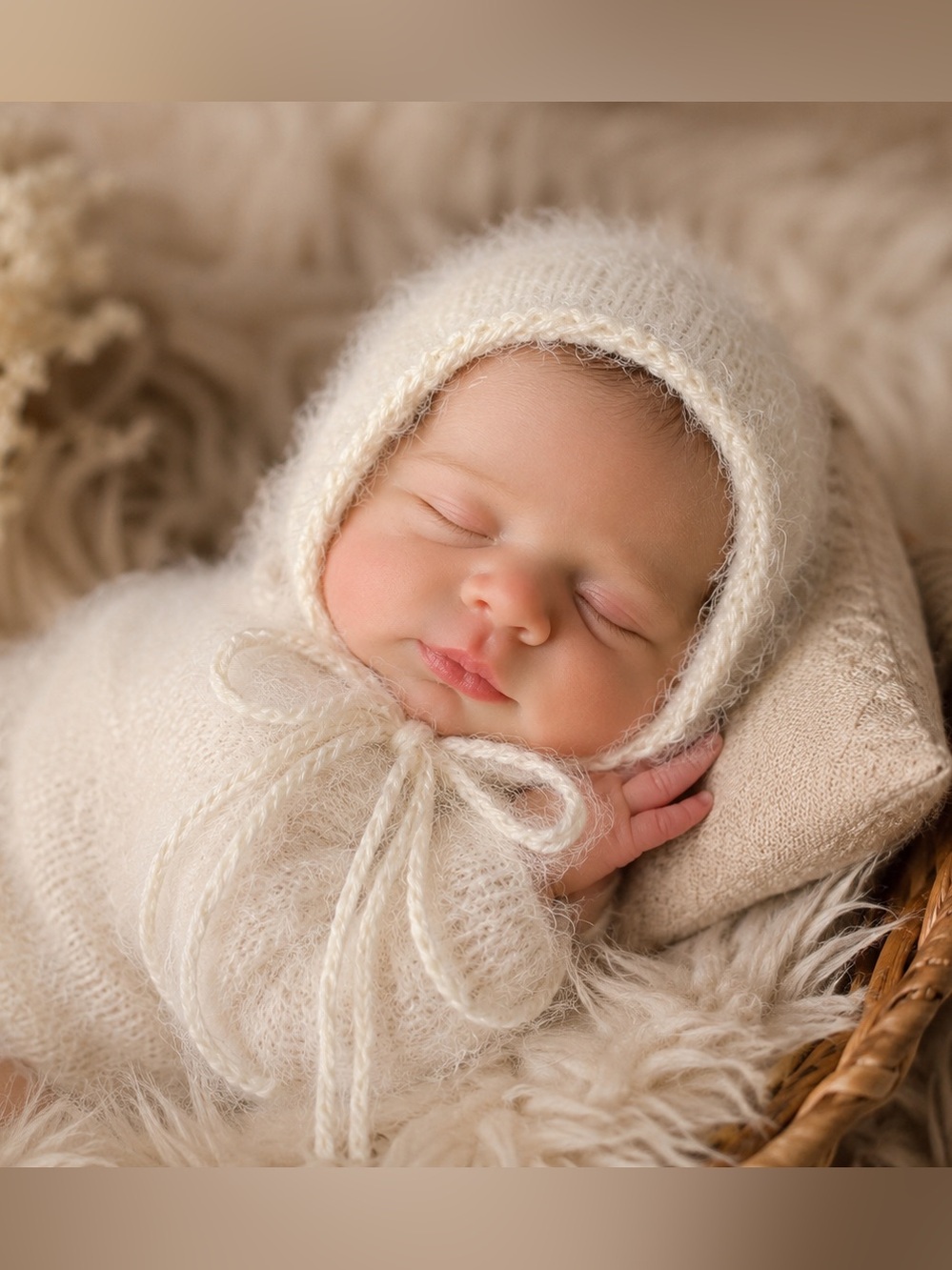 Handmade Newborn Baby Bonnet Photo Prop